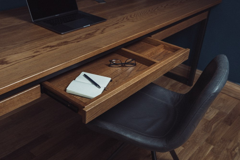 desk with narrow drawers